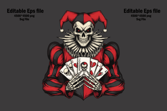 A Skull Joker Holding Playing Cards: A Bold Design for Embroidery Projects