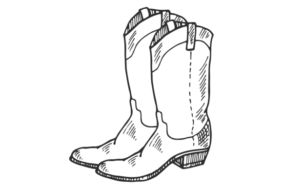 Cowboy Boots: Simple Black and White Embroidery Design