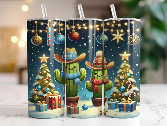 Cute Western Cactus Holiday Tumbler Wrap
