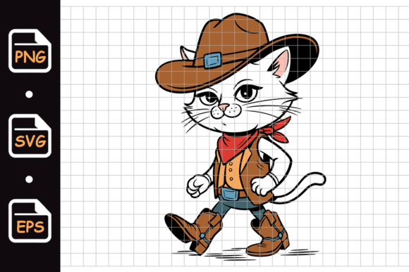 Review: Cartoon Cowboy Cat Walking Embroidery Design