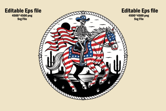 Skeleton Cowboy Riding Flag Horse Embroidery Design Review