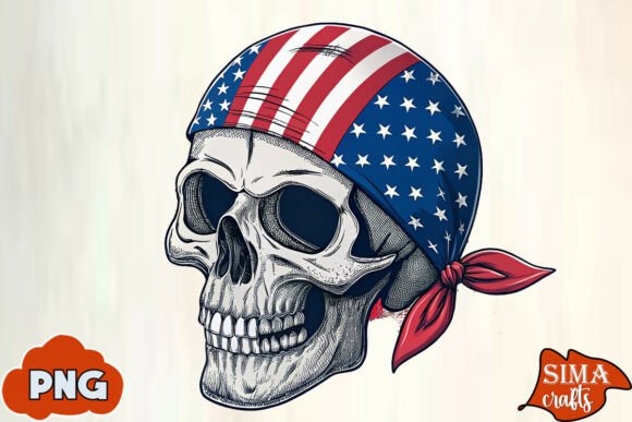 Skull with American Flag 4th of July PNG Review for Real Projects