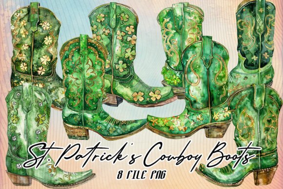 St Patrick Day Western Cowboy Boots PNG