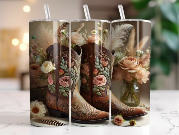 Western Cowgirl Floral Boot Tumbler Wrap Review