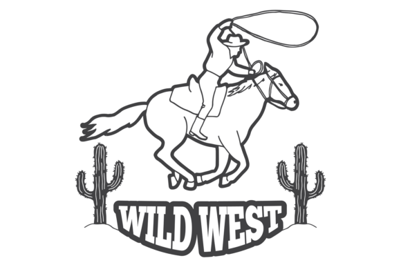 Wild West Emblem with Riding Cowboy on H