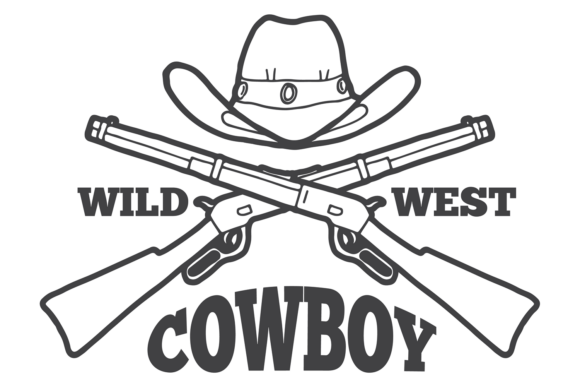 Wild West Logo. Crossed Guns and Cowboy