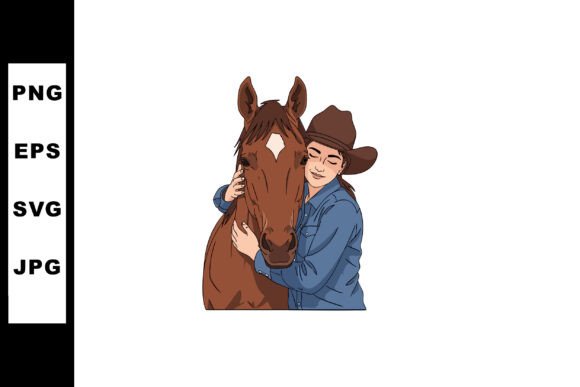 Woman in Cowboy Hat Hugging Brown Horse Embroidery Design Review